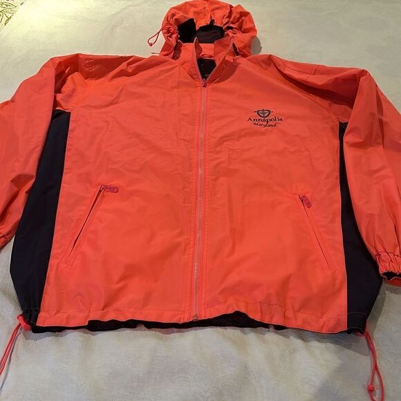 COPY - Rain Jacket Windbreaker Annapolis Lined Mesh Sailing Orange and Navy XL - Picture 1 of 14